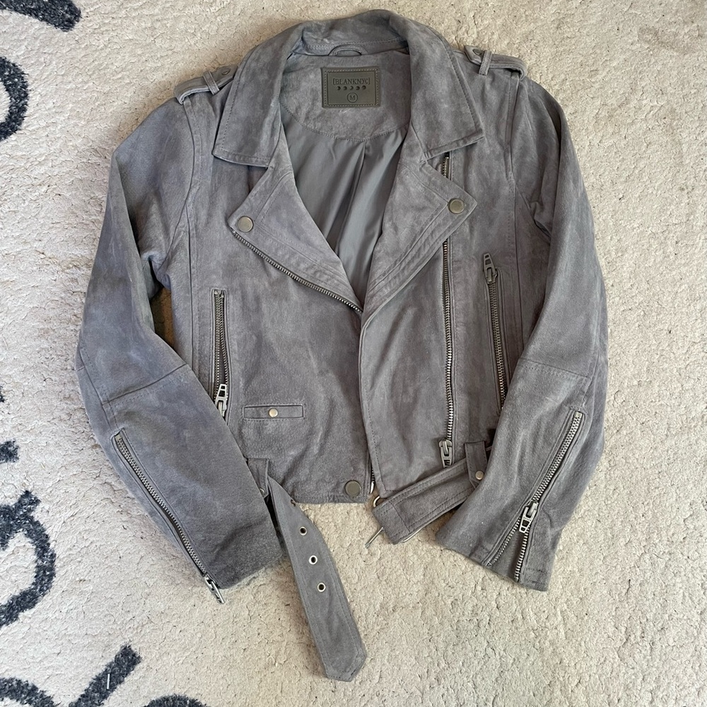 Blank NYC Light Gray Suede Jacket